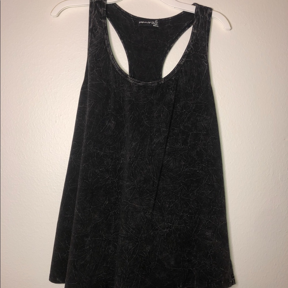 stone washed black & white tank top